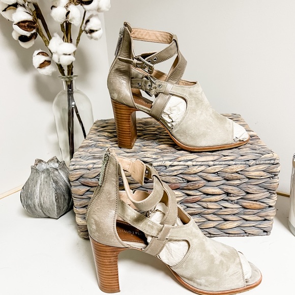 Donald J Pliner Gray Leather Suede Open Toe Buckle Bootie Size 8.5 NWOT - Picture 5 of 9